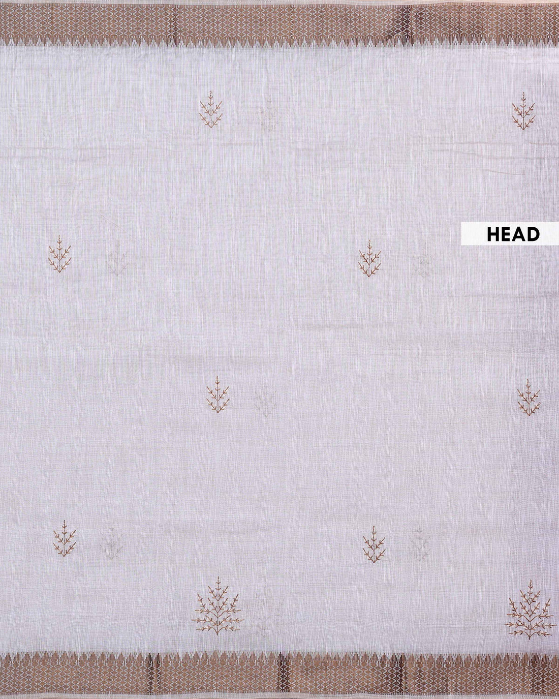 Traditional Linen Cotton Saree with Elegant Woven Border and Delicate Floral Embroidery - Ivory