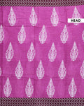 Traditional Mul Mul Cotton Saree with Hand Block Printed Leaf and Floral Motifs - Purple-Head