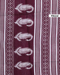 Traditional Mul Mul Cotton Saree with Hand Block Printed Leaf and Floral Motifs - Purple-Pallu