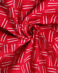 Traditional Mul Mul Cotton Saree with Hand Block Printed Motifs and Paisley Border - Red-Close