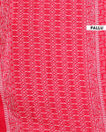 Traditional Mul Mul Cotton Saree with Hand Block Printed Motifs and Paisley Border - Red-Pallu