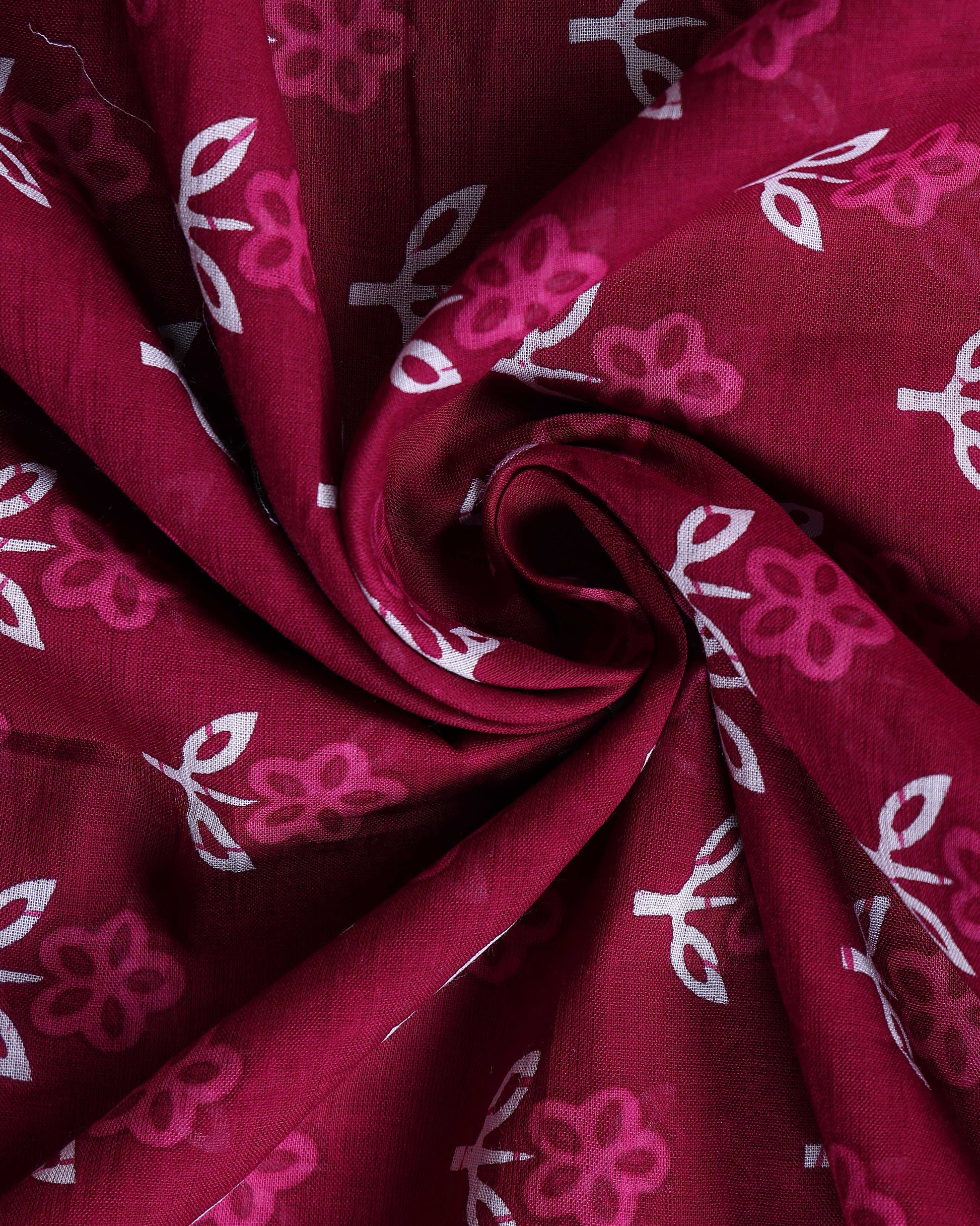 Traditional Mul Mul Cotton Saree with Intricate Border and Hand Block Print - Dark Pink-Close