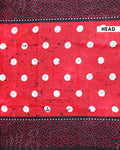 Traditional Mul Mul Cotton Saree with Stylized Floral and Dotted Print - Black & Red-Head