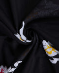 Traditional Mul Mul Cotton Saree with Traditional Print Border - Black-Close