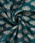 Traditional Mulmul Cotton Saree with Intricate Block Print Border - Green-Close