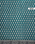 Traditional Mulmul Cotton Saree with Intricate Block Print Border - Green-Head