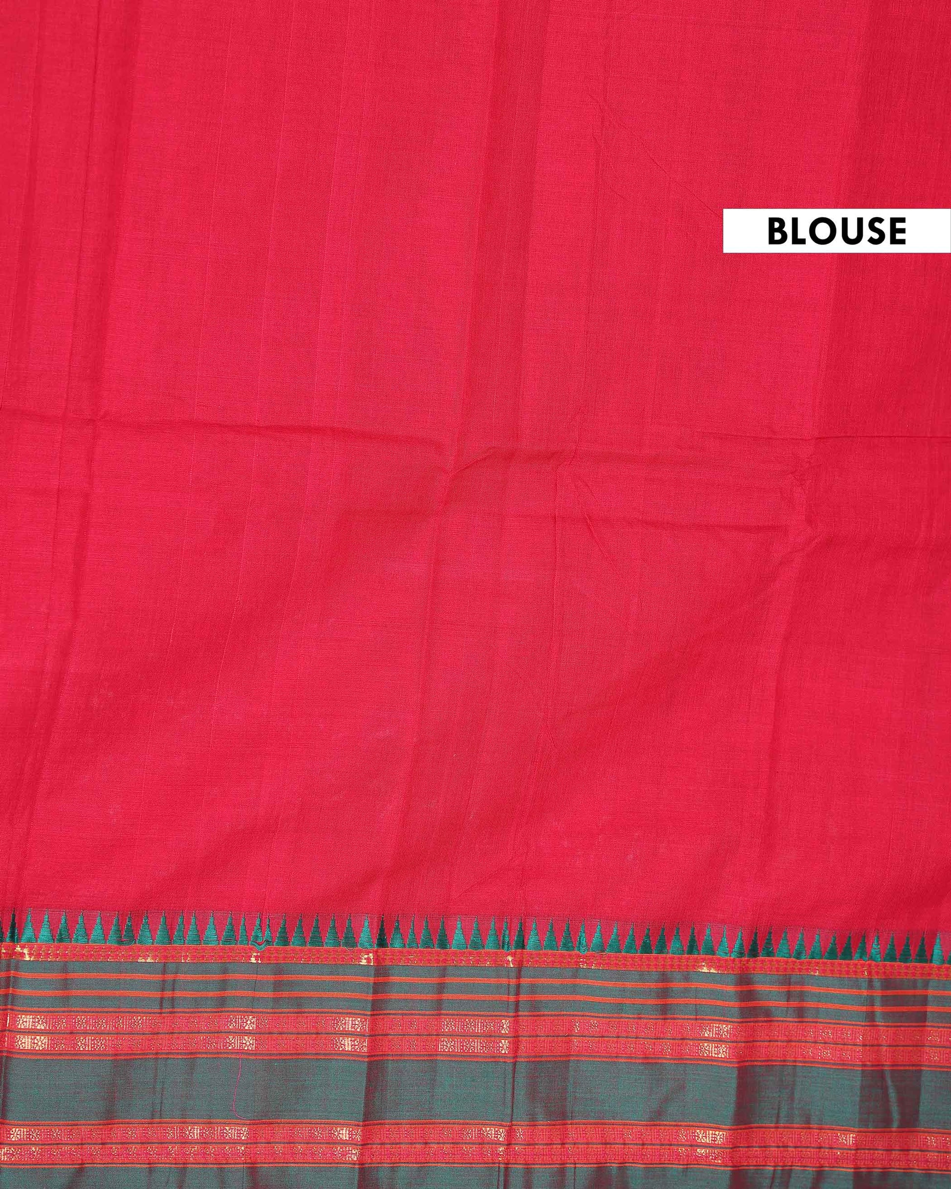Traditional Narayanpet Cotton Saree with Classic Temple Border Rich Zari Striped Weave & Handloom Contrast Detailing - Red