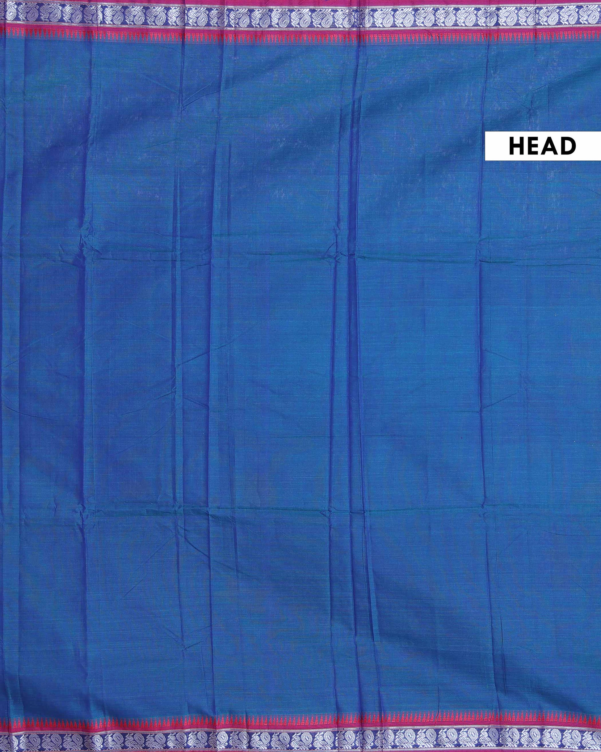 Traditional Narayanpet Cotton Saree with Handwoven Temple Border Intricate Peacock Motif Zari Design - Blue