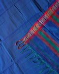 Traditional Narayanpet Cotton Saree with Heritage Temple Design Border and Elaborate Traditional Weaving - Blue