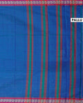Traditional Narayanpet Cotton Saree with Heritage Temple Design Border and Elaborate Traditional Weaving - Blue