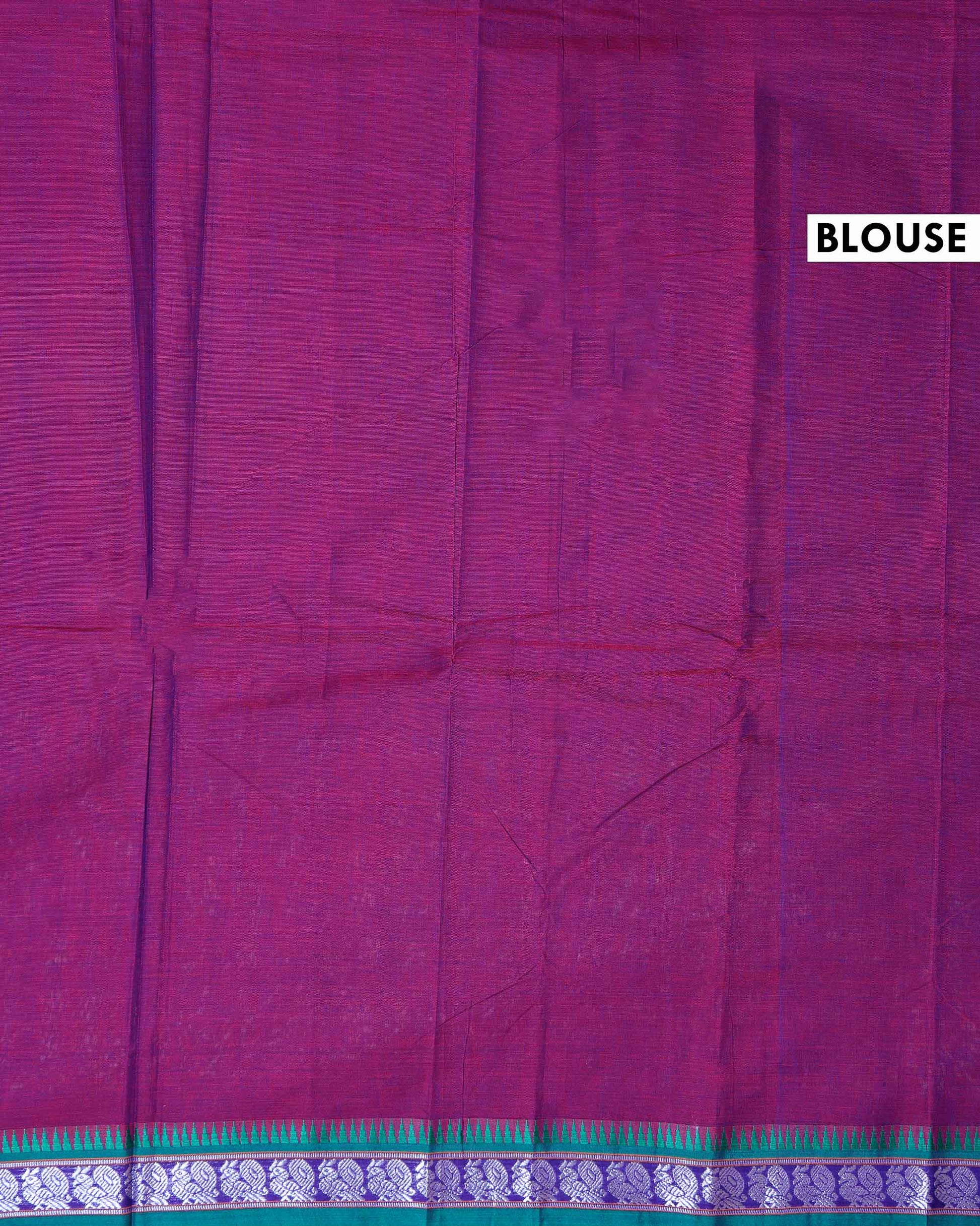 Traditional Narayanpet Cotton Saree with Heritage Temple Design Border and Elaborate Traditional Weaving - Purple