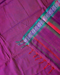 Traditional Narayanpet Cotton Saree with Heritage Temple Design Border and Elaborate Traditional Weaving - Purple
