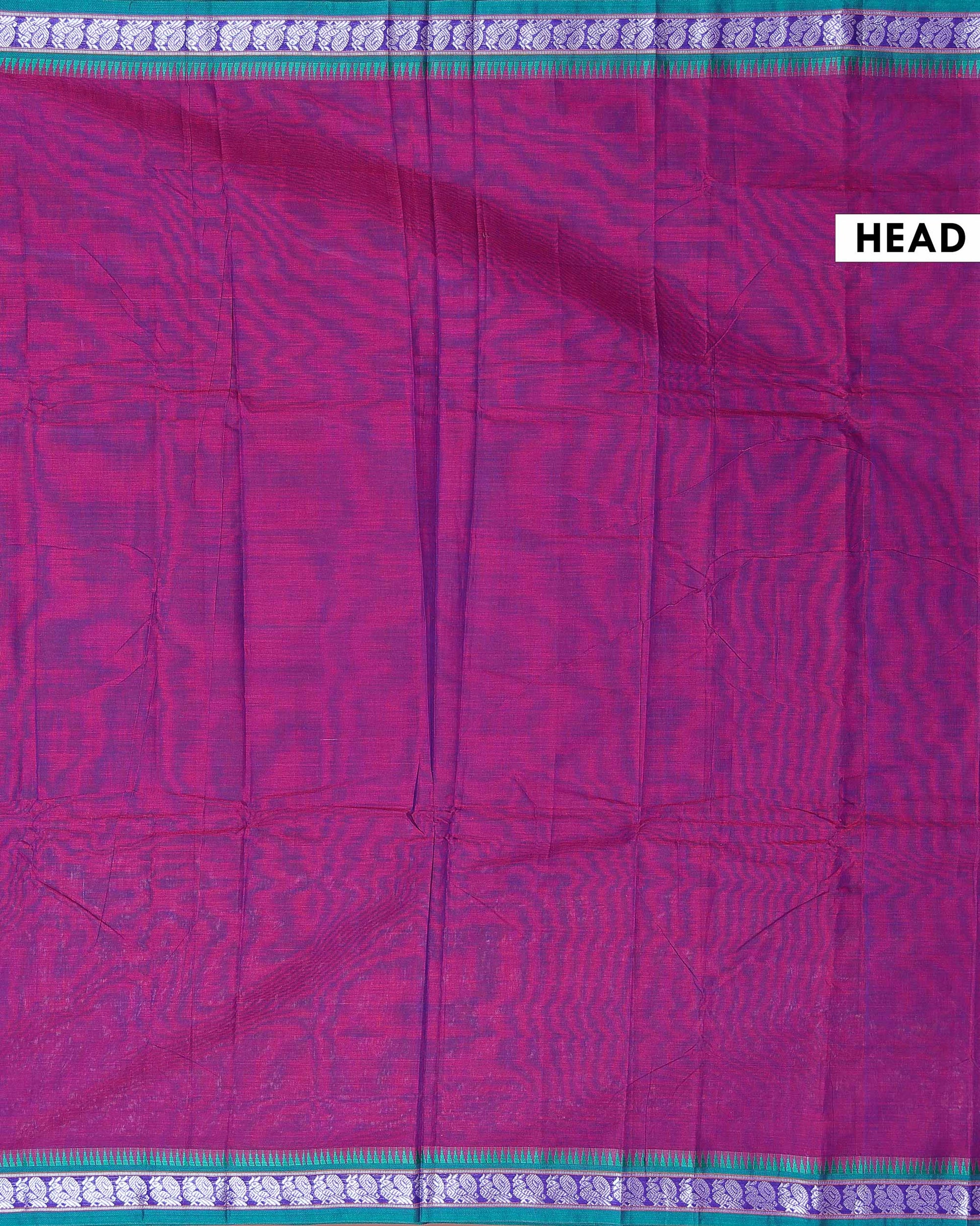 Traditional Narayanpet Cotton Saree with Heritage Temple Design Border and Elaborate Traditional Weaving - Purple