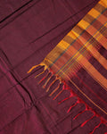 Traditional Narayanpet Cotton Saree with Rich Zari Woven Geometric Border Temple Accents & Classic Handloom Texture - Maroon