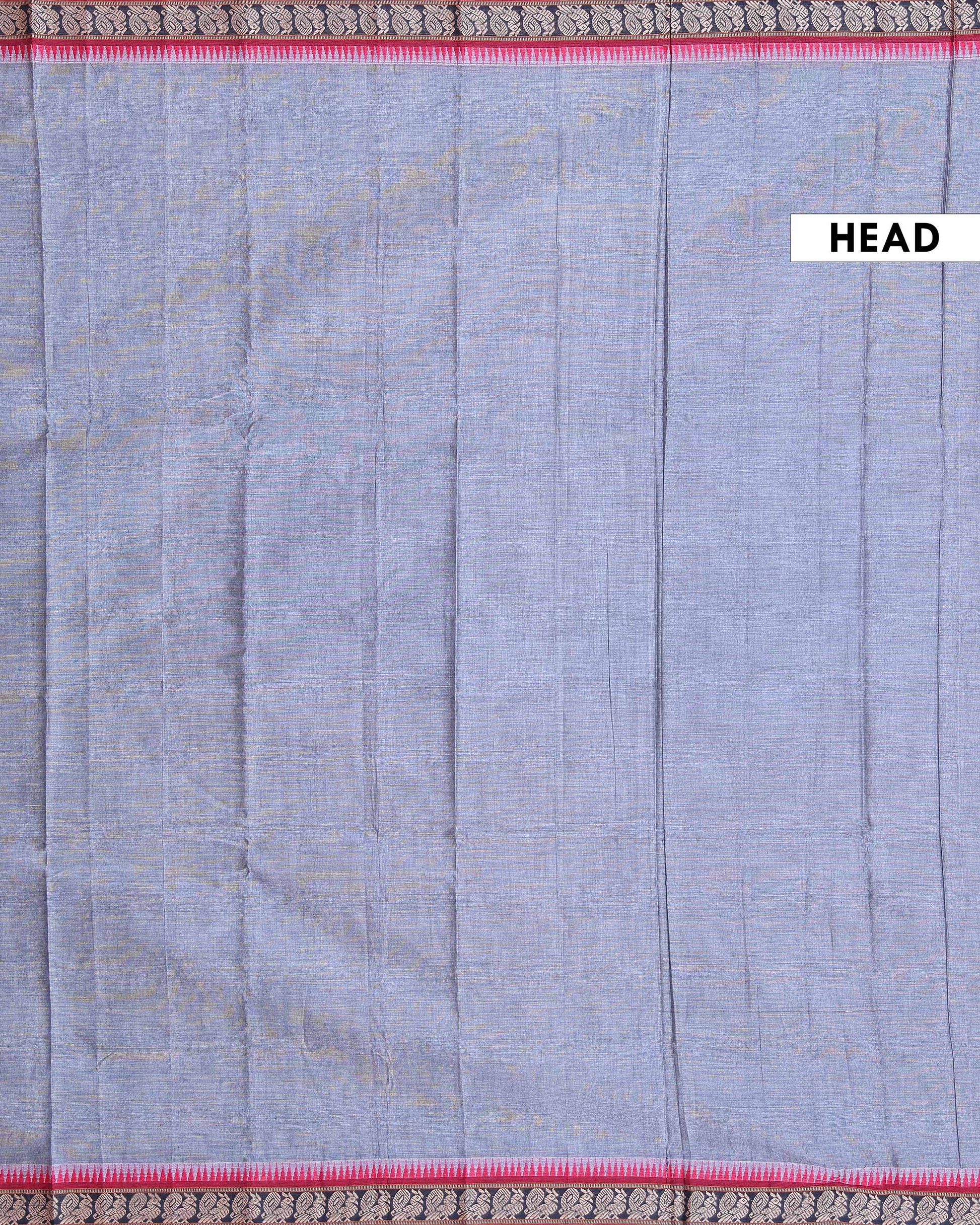 Traditional Narayanpet Cotton Saree with Temple Border Intricate Zari Floral Motifs & Fine Handloom Texture Weave - Grey