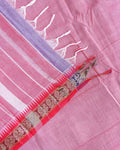 Traditional Narayanpet Cotton Saree with Temple Border Intricate Zari Floral Motifs & Fine Handloom Texture Weave - Pink