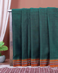 Traditional Narayanpet Cotton Saree with Traditional Temple Border and Fine Zari Style Geometric Weave - Green