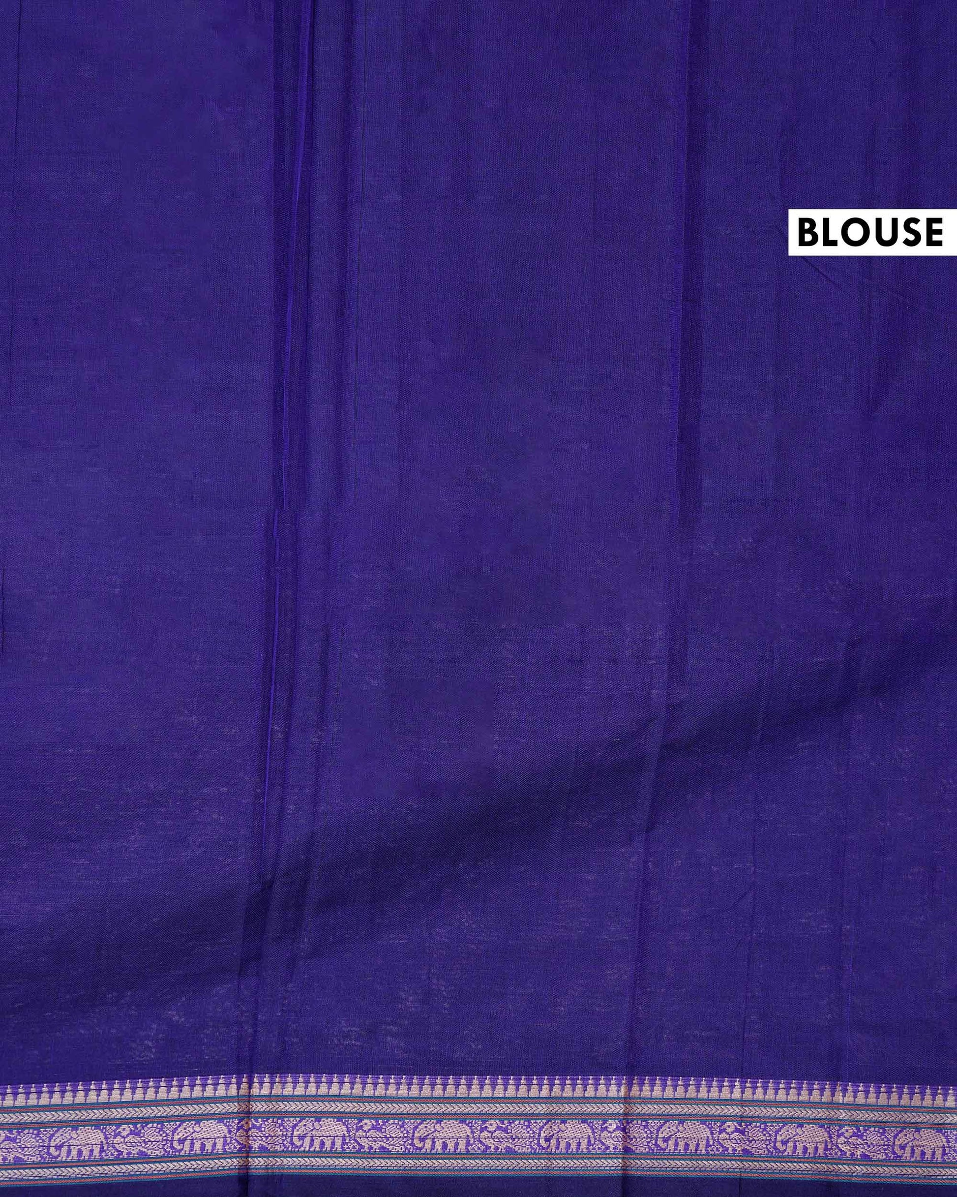 Traditional Narayanpet Cotton Saree with Traditional Temple Border and Intricate Elephant Motif Weave- Purple