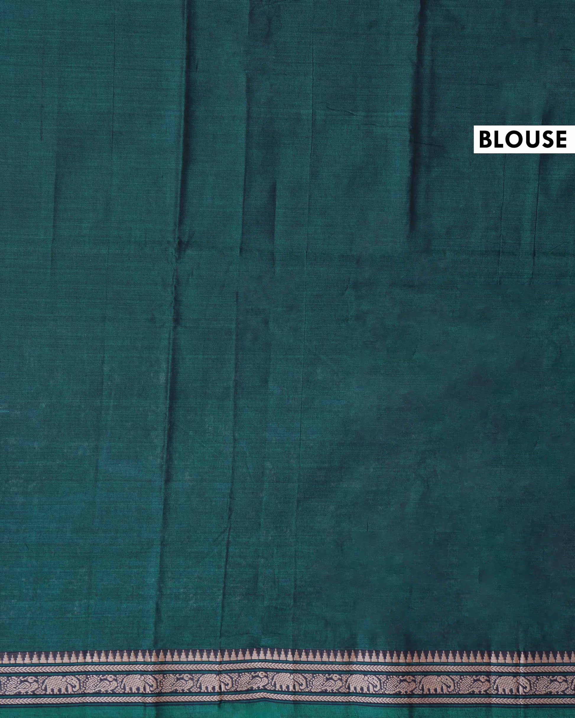 Traditional Narayanpet Cotton Saree with Traditional Temple Border and Intricate Elephant Motif Weave - Green