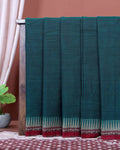 Traditional Narayanpet Cotton Saree with Traditional Temple Border and Intricate Geometric Zari Style - Dark Green