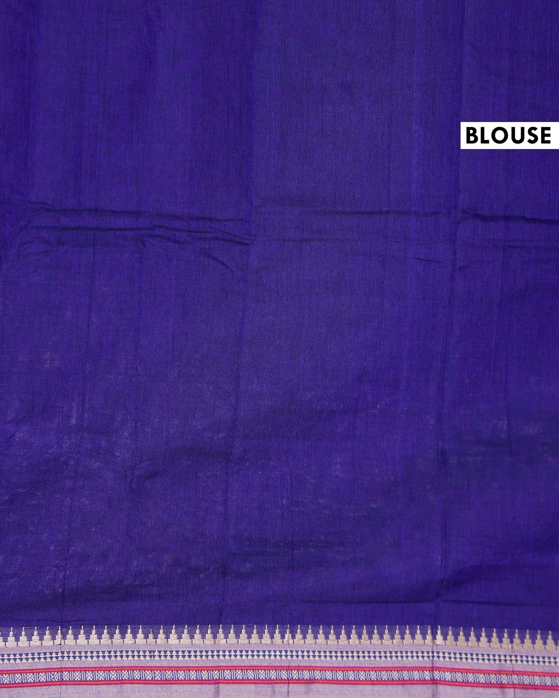 Traditional Narayanpet Cotton Saree with Traditional Temple Border and Intricate Zari Style Geometric Weave - Purple