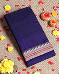 Traditional Narayanpet Cotton Saree with Traditional Temple Border and Intricate Zari Style Geometric Weave - Purple