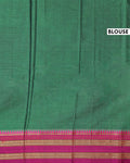 Traditional Narayanpet Cotton Saree with Traditional Temple Border and Rich Multi Stripe Zari Style Weave - Green