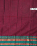 Traditional Narayanpet Cotton Saree with Traditional Temple Border and Rich Multi Stripe Zari Style Weave - Maroon
