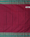 Traditional Narayanpet Cotton Saree with Traditional Temple Border and Rich Multi Stripe Zari Style Weave - Maroon