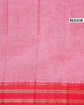 Traditional Narayanpet Cotton Saree with Traditional Temple Border and Rich Multi Stripe Zari Style Weave - Pink