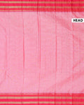 Traditional Narayanpet Cotton Saree with Traditional Temple Border and Rich Multi Stripe Zari Style Weave - Pink