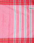 Traditional Narayanpet Cotton Saree with Traditional Temple Border and Rich Multi Stripe Zari Style Weave - Pink