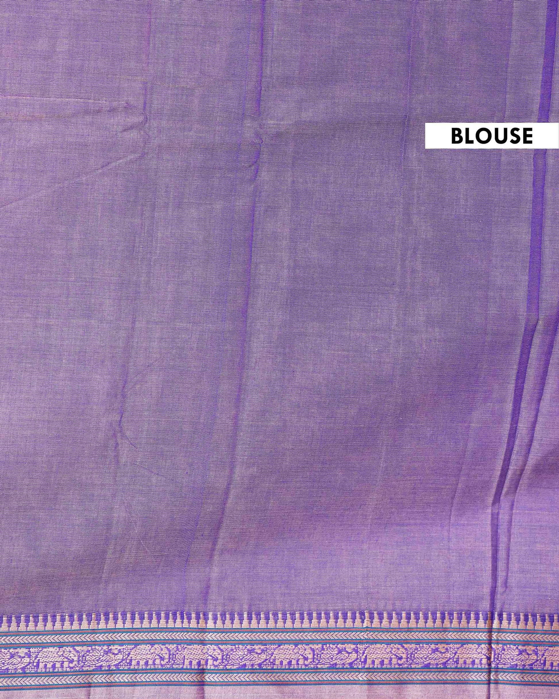 
Traditional Narayanpet Handloom Cotton Saree with Classic Temple Zari Border Intricate Floral Weave & Soft Textured Drape - Purple
