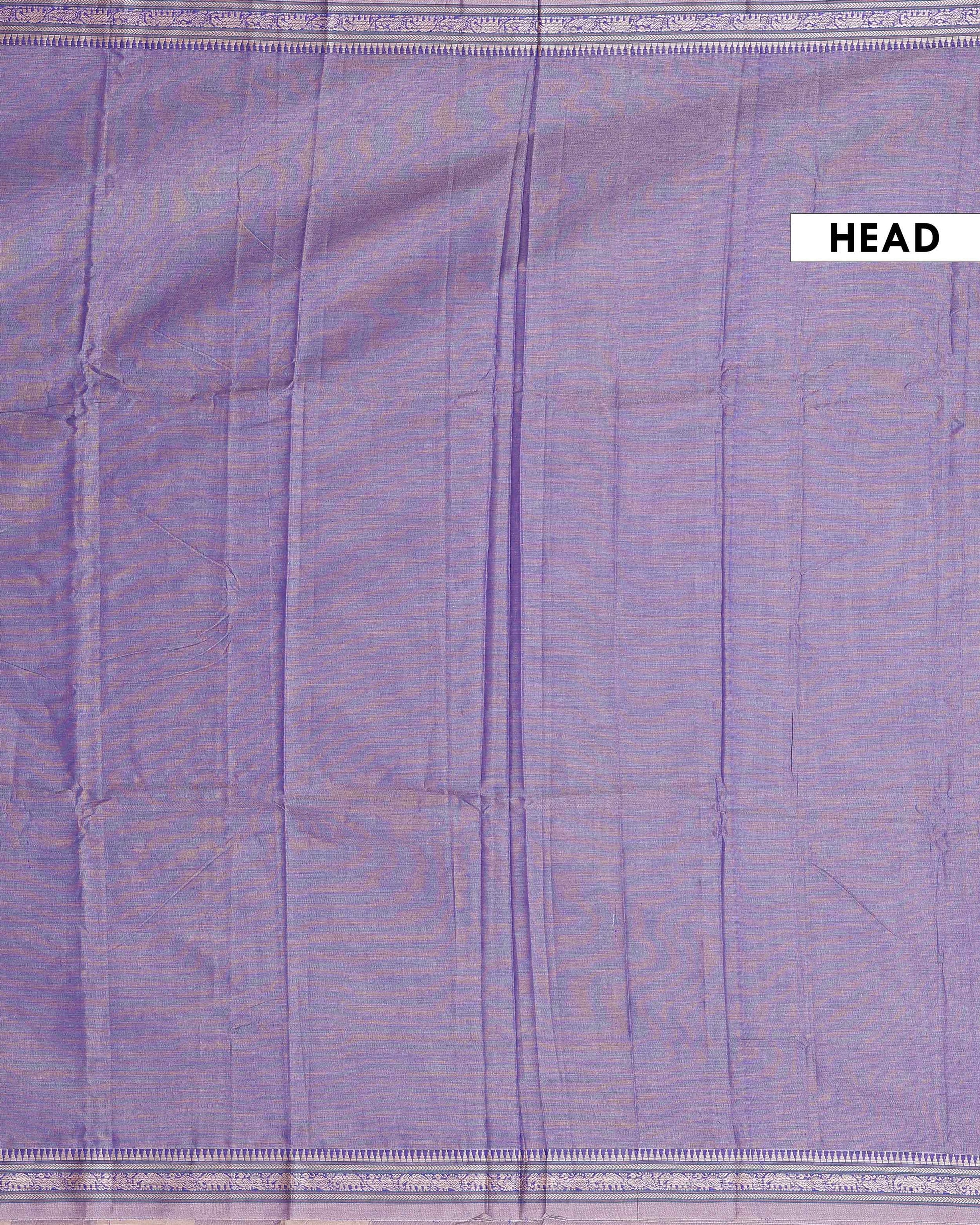 
Traditional Narayanpet Handloom Cotton Saree with Classic Temple Zari Border Intricate Floral Weave & Soft Textured Drape - Purple
