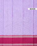 Traditional Narayanpet Handloom Cotton Saree with Contrast Temple Border Intricate Geometric Zari Motifs - Lavender