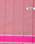 Traditional Narayanpet Handloom Cotton Saree with Contrast Temple Border Intricate Geometric Zari Motifs - Peach