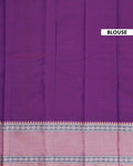Traditional Narayanpet Handloom Cotton Saree with Contrast Temple Border Intricate Geometric Zari Motifs - Purple