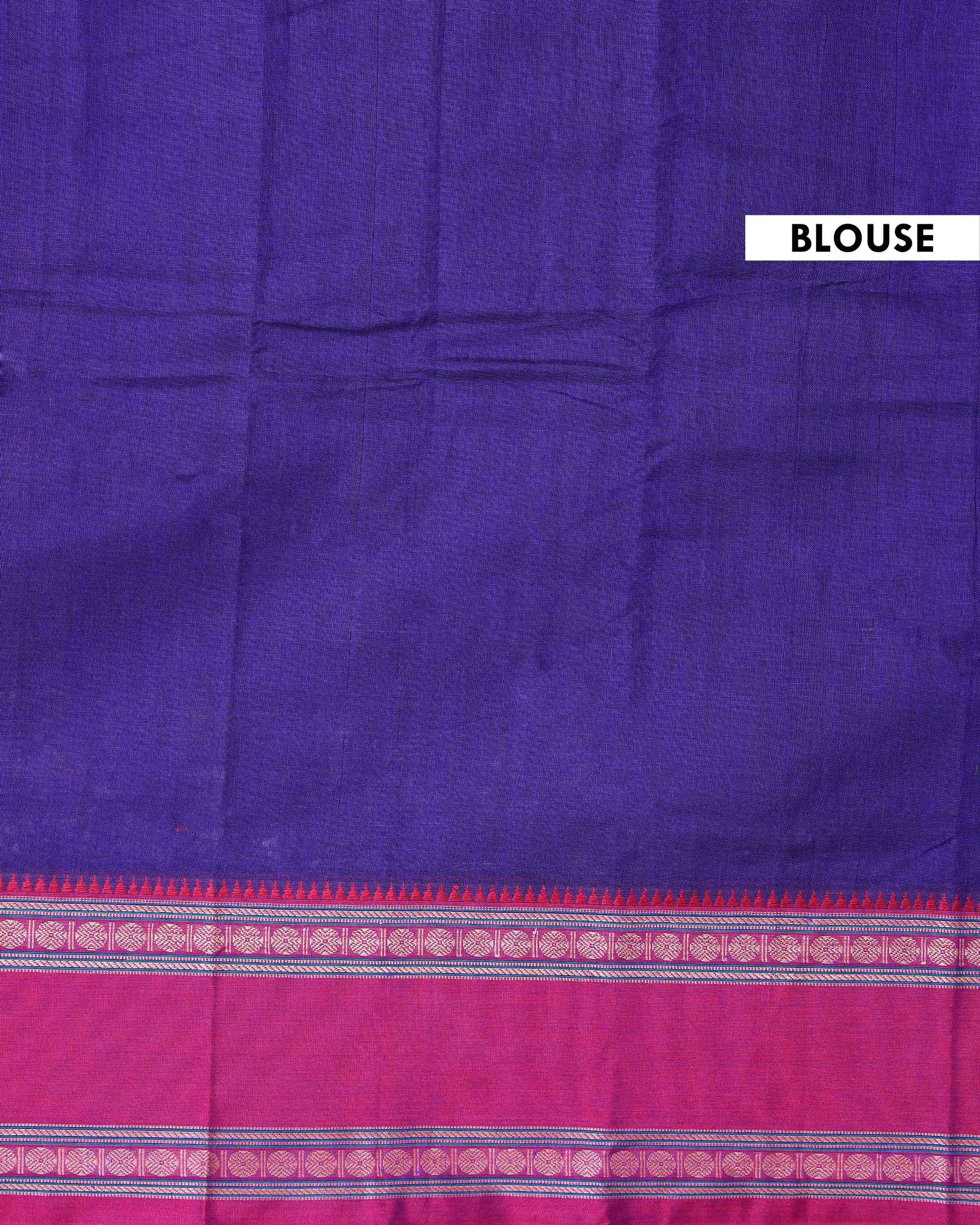 Traditional Narayanpet Handloom Cotton Saree with Contrast Temple Zari Borders & Intricate Woven Motifs - Purple