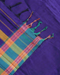 Traditional Narayanpet Handloom Cotton Saree with Contrast Temple Zari Borders & Intricate Woven Motifs - Purple