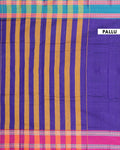 Traditional Narayanpet Handloom Cotton Saree with Contrast Temple Zari Borders & Intricate Woven Motifs - Purple