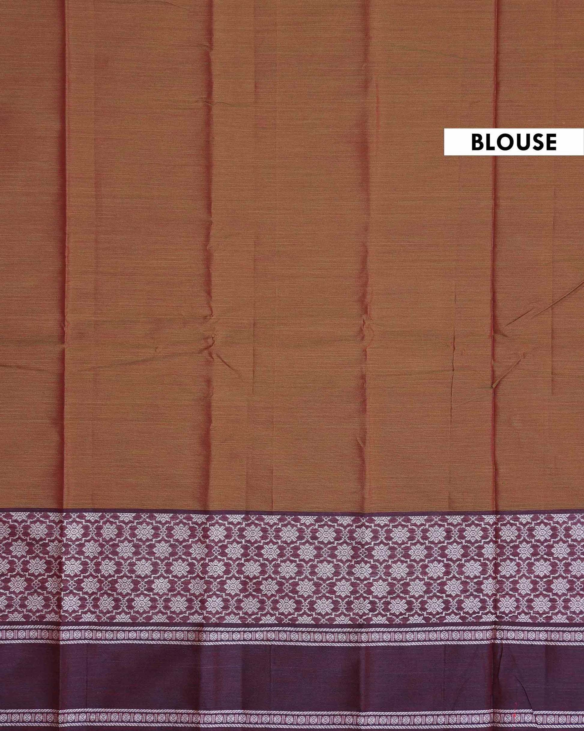 Traditional Narayanpet Handloom Cotton Saree with Intricate Zari Woven Contrast Border and Ethnic Motifs - Brown