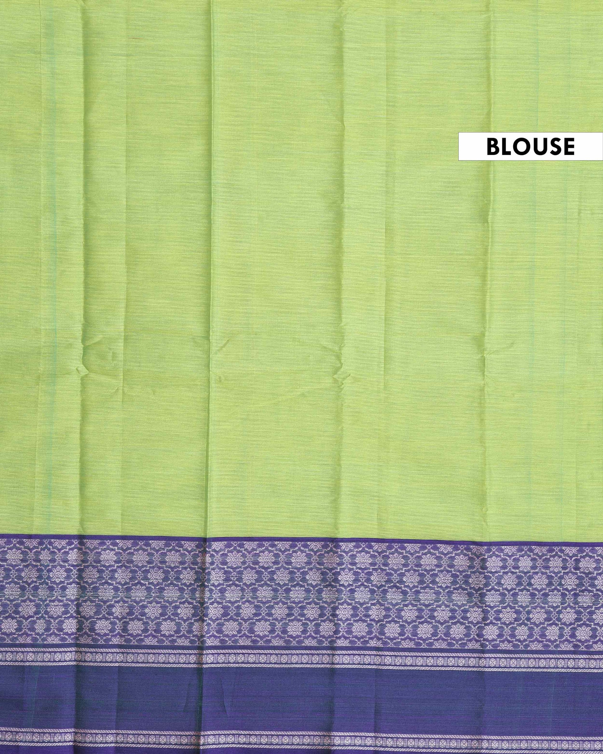 Traditional Narayanpet Handloom Cotton Saree with Intricate Zari Woven Contrast Border and Ethnic Motifs - Green