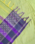 Traditional Narayanpet Handloom Cotton Saree with Intricate Zari Woven Contrast Border and Ethnic Motifs - Green