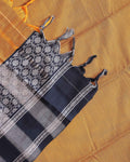 Traditional Narayanpet Handloom Cotton Saree with Intricate Zari Woven Contrast Border and Ethnic Motifs - Mustard