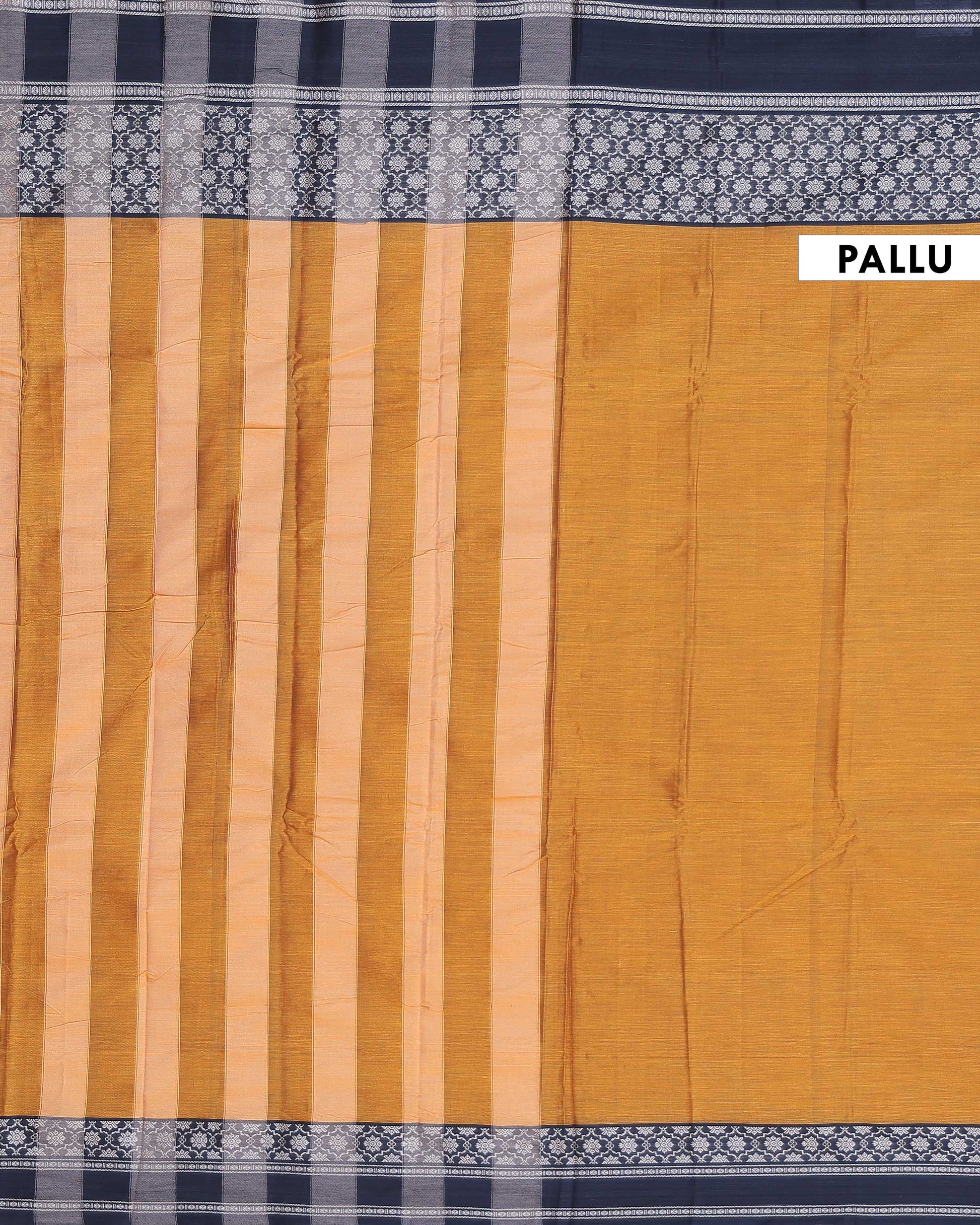 Traditional Narayanpet Handloom Cotton Saree with Intricate Zari Woven Contrast Border and Ethnic Motifs - Mustard