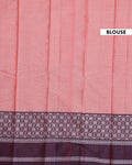 Traditional Narayanpet Handloom Cotton Saree with Intricate Zari Woven Contrast Border and Ethnic Motifs - Peach
