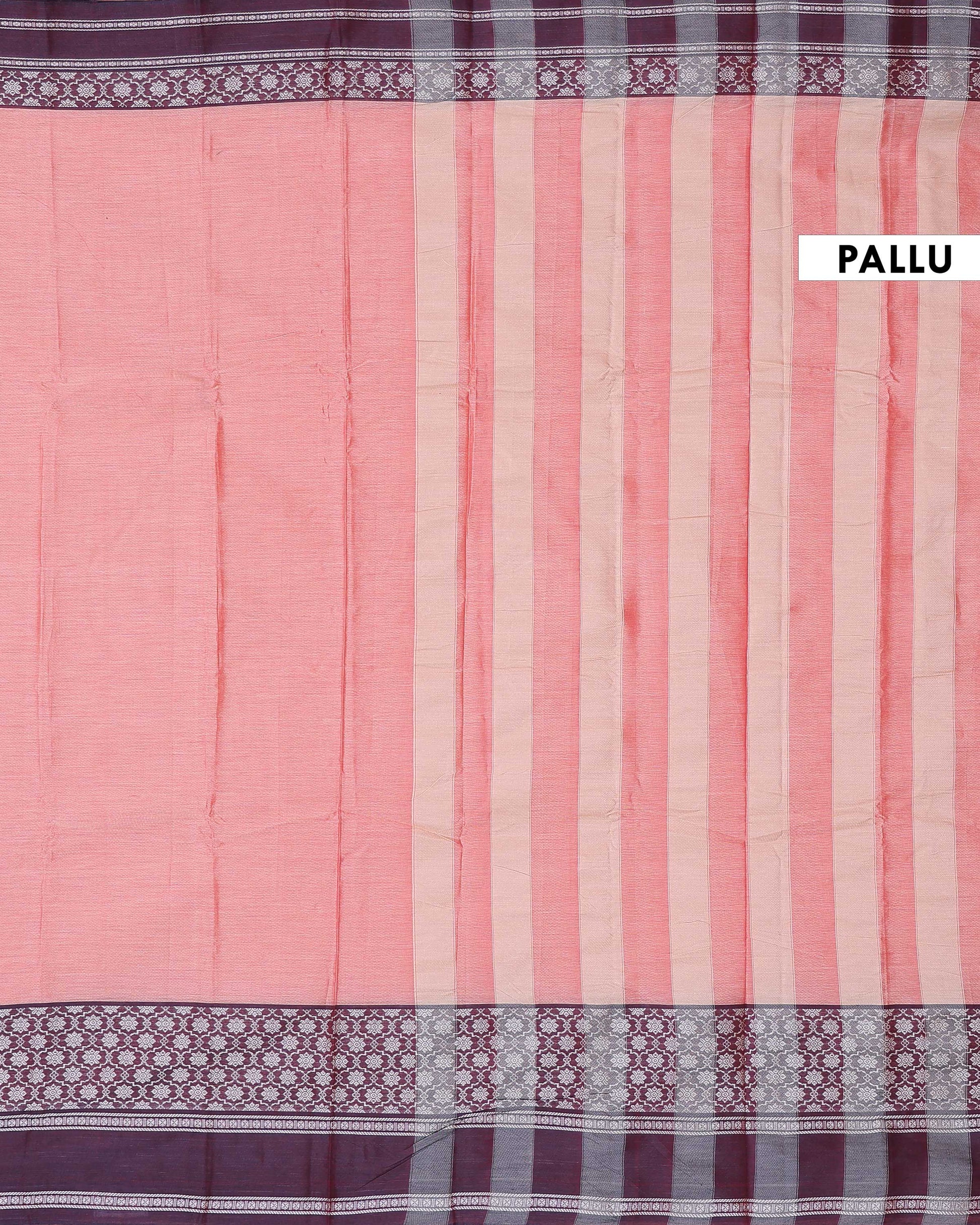 Traditional Narayanpet Handloom Cotton Saree with Intricate Zari Woven Contrast Border and Ethnic Motifs - Peach
