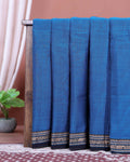 Traditional Narayanpet Handloom Cotton Saree with Traditional Temple Border Elephant Motif Zari Design & Soft Textured Weave - Blue