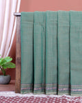 Traditional Narayanpet Handloom Cotton Saree with Traditional Temple Border Elephant Motif Zari Design & Soft Textured Weave - Green