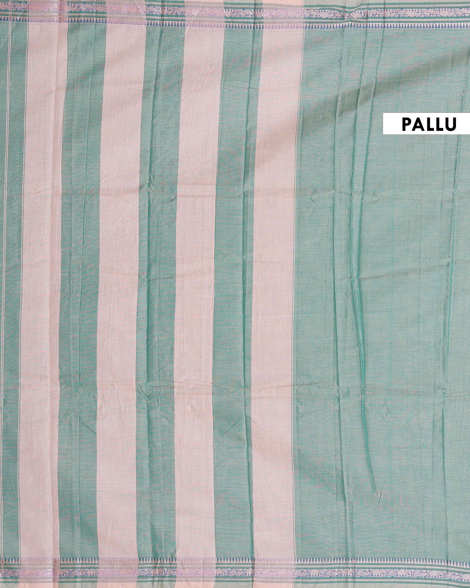 Traditional Narayanpet Handloom Cotton Saree with Traditional Temple Border Elephant Motif Zari Design & Soft Textured Weave - Green